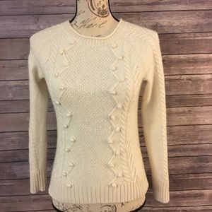 JCREW Ivory Cable Knit Wool Sweater